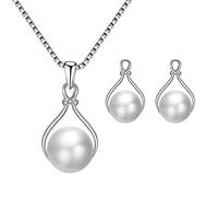 JKJZSALJ Elegant Women Jewellery Set Set Of Pearl Necklace Necklace Earrings Elegant Ladies Jewelry For Wedding Anniversary Birthday Gift