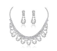 JKJZSALJ Elegant Women'S Jewelry Set Bridal Set Wedding Dresses White Shiny Rhinestone Pearls Neckle Earring Bridesmaid Jewelry Set For Women Neckle Earrings Set Wedding Size:Free Size Col