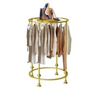 JKJZSALJ Fabric Roll Storage Rack,Freestanding Round Garment Display Retail Rack,Floor Standing Metal Clothes Hanging Rack With Topper For Clothes Storage,Commercial Clothing Or,Gold-80x130cm