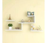 JKJZSALJ Floating Storage Racks Home Decorative Accessories,Wood Clapboard Wall Shelf For Book Display,Flowers Pot Stand Bathroom Organizer Wall Shelf For Home Office,Wihte Seven Pieces