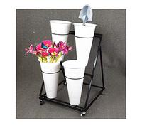 JKJZSALJ Flower Display Rack Flower Cart Display Stand With Wheels Bucket Garden Stand Plant Pot Holder Black Ladder