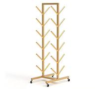 JKJZSALJ Freestanding Yoga Mat Organizer With Large Capacity, Mobile Display Cart For Multi-Layer Exercise Mats Made Of Metal On Wheels For Yoga Studios,Gold,6 tier