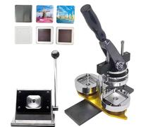 JKJZSALJ Fridge Magnet Machine Badge Maker Machine,Photo Magnet Machine,50 * 50Mm Diy Square Fridge Magnet Making Machine Kit Including Machine & 100Pcs Rounded Edges Mater