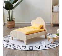 JKJZSALJ Heavy Duty Lifted Off Ground Pet Bed Frame Wood, Anti Chew Indoor Couch Cat Kennel Easy Assembly, Modern Portable All Natural Pets Rest Cot,4-with Bedding-S-54 * 46 * 41cm