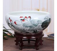 JKJZSALJ House Plants Indoors Live Water Lily Bowl Hydroponic Container Ceramic Succulent Pots Planter Pot Container Flower Pot Garden Planter Chinese Pot With Base House Plants,B-32 * 14,D,32 * 14cm