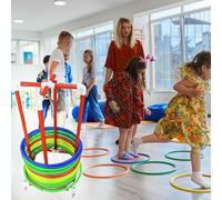 JKJZSALJ Hula Hoop Equipment Holder For Obstacle Course, Rolling Gym Jump Rope Storage Rack On Wheels, Middle School Pe Classes Hoops Organizer Cart,50cm (19 3/4