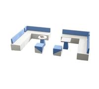 JKJZSALJ L-Shaped Modular Reception Sofa Set, Modern Commercial-Grade Fabric, Space-Saving Corner Design For Office Waiting Area & Client Lounge,Blue-I