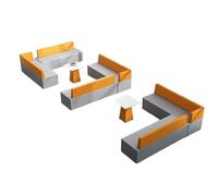 JKJZSALJ L-Shaped Modular Reception Sofa Set, Modern Commercial-Grade Fabric, Space-Saving Corner Design For Office Waiting Area & Client Lounge,Orange-Large