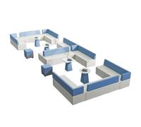JKJZSALJ L-Shaped Modular Reception Sofa Set, Modern Commercial-Grade Fabric, Space-Saving Corner Design For Office Waiting Area & Client Lounge,Blue-O