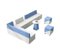 JKJZSALJ L-Shaped Modular Reception Sofa Set, Modern Commercial-Grade Fabric, Space-Saving Corner Design For Office Waiting Area & Client Lounge,Blue-C