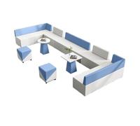 JKJZSALJ L-Shaped Modular Reception Sofa Set, Modern Commercial-Grade Fabric, Space-Saving Corner Design For Office Waiting Area & Client Lounge,Blue-H