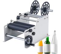 JKJZSALJ Manual Round Bottle Labeling Machine, Tag Applicator For Bottles For Width 10-130Mm Length 10-300Mm Label, 30 Times/Min And Without Bubble Wrinkles,Black,White