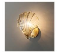 JKJZSALJ Modern Luxury Brass Wall lamp - Shell Shape Light Clear-Glass Wall Light Fixture Bedside Restaurant Stairs Aisle sconces,B-White light,B-Warm light
