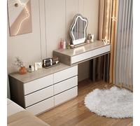 JKJZSALJ Modern Vanity Makeup Desk With Cloud Mirror Led Lights And Adjustable Side Cabinet Wood Gray Compact Storage Solution For Small Spaces,A,39.4in