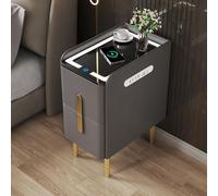 JKJZSALJ Modern Yellow Led Bedside Table Nightstand With Drawers Bedroom/Living Room Furniture,Black,35cm/13.7in