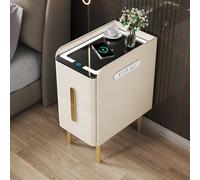 JKJZSALJ Modern Yellow Led Bedside Table Nightstand With Drawers Bedroom/Living Room Furniture,White,30cm/11.8in