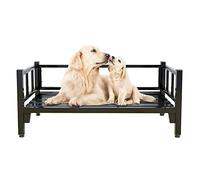 JKJZSALJ Pet Bed Orthopedic Joint Relief Elevated Pets Bed With Metal Frame ＆ Fence, Black Modern Waterproof Comfortable Large Raised Dog Cot, Easy Assemble,S-70x50cm/27.6x19.7in