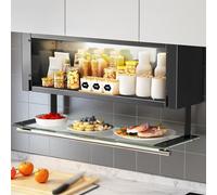 JKJZSALJ Pull Down Cabinet Organizer - 2 Tier Kitchen Cabinet Drop Down Shelf With Usb Sensor Light For Cabinet And Pantry,For Hanging Cabinet Under/Wall Perforation