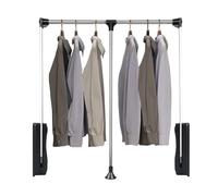 JKJZSALJ Pull Down Closet Rod, 66 Lbs Load Capacity, Ergonomic Handle, Adjustable Width Wardrobe Lift Rail,Fits Most Wardrobes,Black-450-600mm