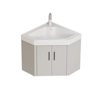 JKJZSALJ Small Corner Bathroom Vanity Cabinet With Sink, Wall Mount Multifunctional Practical Ceramic Sink, Fully Assembled, With Cold And Hot Water Pipe Faucet, Console Sinks,One Color,56cm/22