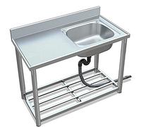 JKJZSALJ Stainless Steel Single Bowl Kitchen Sink - Commercial Grade Portable Wash Basin With Stand Platform For Indoor/Outdoor Use,No Faucet,100cm,Right