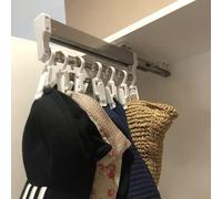 JKJZSALJ Stainless Steel Sliding Closet Rod - Adjustable 30-80Cm Pull-Out Clothes Hanger Rack With 2 Sliding Rails, Extendable Wardrobe Rail For Organized Storage,500mm/19.7inch