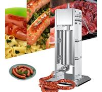 JKJZSALJ Vertical Stainless Steel Manual Sausage Stuffer With Suction Base & 6 Nozzles For Professional Meat Filling,3L
