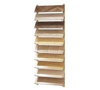 JKJZSALJ Wall Mounted Ceramic Tile Sample Display Rack, 10 Tier Metal Floor Tile Sample Storage Rack, Wooden Floor Sample Holder, Heavy Duty Floating Shelf,Gold,25.5x140cm