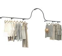 JKJZSALJ Wall Mounted Garment Rack,Hanging Garment Rack,Large Volume Metal Display Rack For Clothing Stores,Home Retail Boutique Display Garment Organizations,A-300Cm