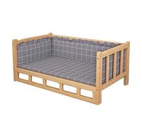 JKJZSALJ Wooden Pet S For Large Medium Small Dogs, Portable Grey/Blue Washable Mattress, Indoor Outdoor Elevated Removable Wood Frame Pets Cot,Grey-45×30×41cm