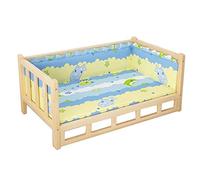 JKJZSALJ Wooden Pet S For Large Medium Small Dogs, Portable Grey/Blue Washable Mattress, Indoor Outdoor Elevated Removable Wood Frame Pets Cot,Blue-90×55×41cm