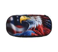 Jkkghll American Bald Eagle Print Lightweigh School Students Large Capacity Pencil Case Spacious Pen Pouch Zipper