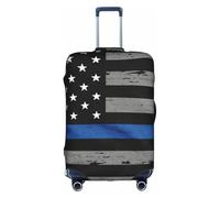 Jkkghll American Thin Blue Line Flag Print Luggage Cover Elastic Travel Suitcase Protector with Concealed Zipper Anti Scratch
