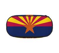 Jkkghll Arizona State Flag Print Lightweigh School Students Large Capacity Pencil Case Spacious Pen Pouch Zipper