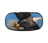 Jkkghll Bald Eagle Print Lightweigh School Students Large Capacity Pencil Case Spacious Pen Pouch Zipper
