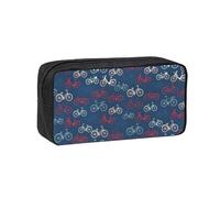 Jkkghll Bikes Bicycle Cycling Print Spacious Pen Case Large-Capacity Stationery Office Daily Carry Organizer Pouch