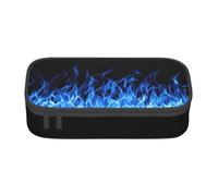 Jkkghll Blue Flame Print Stylish School Pencil Case 8.3 X 2 X 3.7 in Multi Functional Storage Bag Student