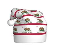 Jkkghll California State Flag Print Christmas Hat for Men Women and Kids Xmas Cap Party Costume Festive Accessory