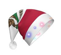 Jkkghll California State Flag Print Unisex Adult Led Christmas Hat For Party Decor Xmas Cap And Costume Accessories