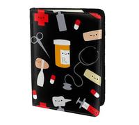 Jkkghll Cartoon Medicine Pattern Print 5.5in Passport Travel Document Case Lightweight Business Leisure Trips Wallet