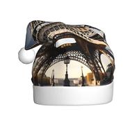 Jkkghll Cityscape Paris Eiffel Tower France Print Men and Women Christmas Hat Holiday Headwear New Year Accessory Party Santa Hats