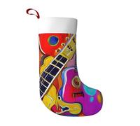 Jkkghll Color Acoustic And Guitars Print Christmas Stocking For Girls Boys Holiday Decor Fireplace Family Party Stockings