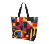 Jkkghll Composition in Red Yellow Blue and Black Print Large Capacity Shoulder Bag Stylish Lightweight Daily Travel Work Outdoor Adventures