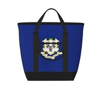 Jkkghll Connecticut State Flagprint Spacious Insulated Cooler Large Capacity Tote Bag Shopping Bags For Women Men