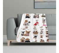 Jkkghll Cute Chihuahua Pug Pattern Print Soft Warm Cozy Flannel Blanket for Travel Camping Home Dorm Picnic All-Season
