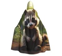 Jkkghll Cute Raccoon Print Hooded Cloak Unisex Adult For Halloween Christmas And Carnival Theme Parties