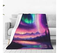 Jkkghll Dark Northern Lights Print Anti-Pilling Flannel Throw Blankets Winter Blanket Bed Camping Outdoor Escapades
