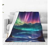 Jkkghll Dark Northern Lights Print Anti-Pilling Flannel Throw Blankets Winter Blanket Bed Camping Outdoor Escapades