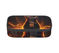 Jkkghll Electric Guitar Print Stylish School Pencil Case 8.3 X 2 X 3.7 in Multi Functional Storage Bag Student