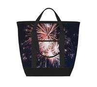 Jkkghll Explosion Fireworkprint Spacious Insulated Cooler Large Capacity Tote Bag Shopping Bags For Women Men